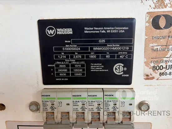 2022 Wacker Neuson G25 T4F Diesel Generator
