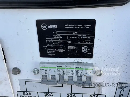 2022 Wacker Neuson G25 T4F Diesel Generator