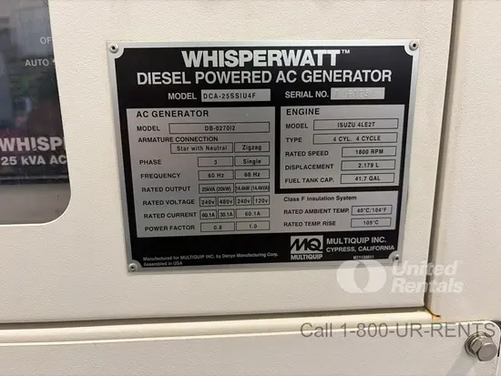 2023 Multiquip DCA25SSIU4F Diesel Generator