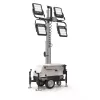 White and silver and black GENERAC Portable LED Light Tower, Electric Powered