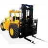 yellow warehouse forklift product shot front view