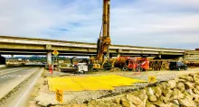 construction site with ground protection mats